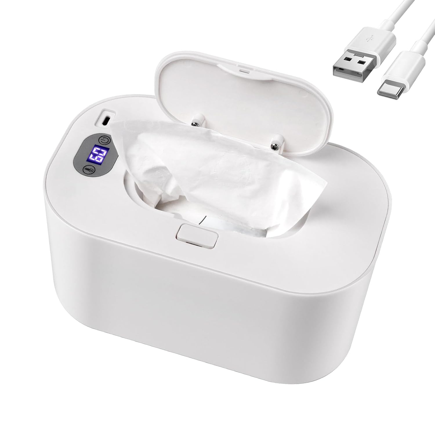 Baby Wipe Warmer And Baby Wet Wipes Dispenser, 5 Modes Of Temperature Heating Control Portable Diaper Wipes Warmer For Newborn Baby, Baby Shower Gifts White