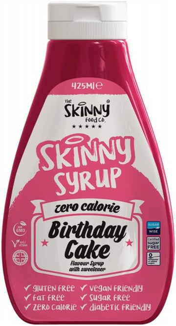 The Skinny Food Co Birthday Cake Syrup - Zero Calorie - Sugar Free - 0 Fat | For Deserts, Cake, Smoothie, Porridge, Pancake, Waffle | For Gym-Fitness Fans, Weight Loss Diet And Low Carb Diet | 425Ml
