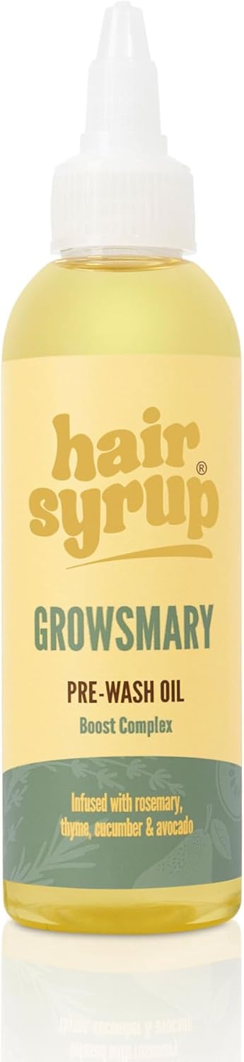 Hair Syrup | Rosemary Pre-Wash Hair Oil | Made With Rosemary, Thyme, Cucumber & Avocado | Nourish Your Scalp & Mind With Growsmary | Vegan | 100% Natural | 300Ml Pump Bottle Applicator