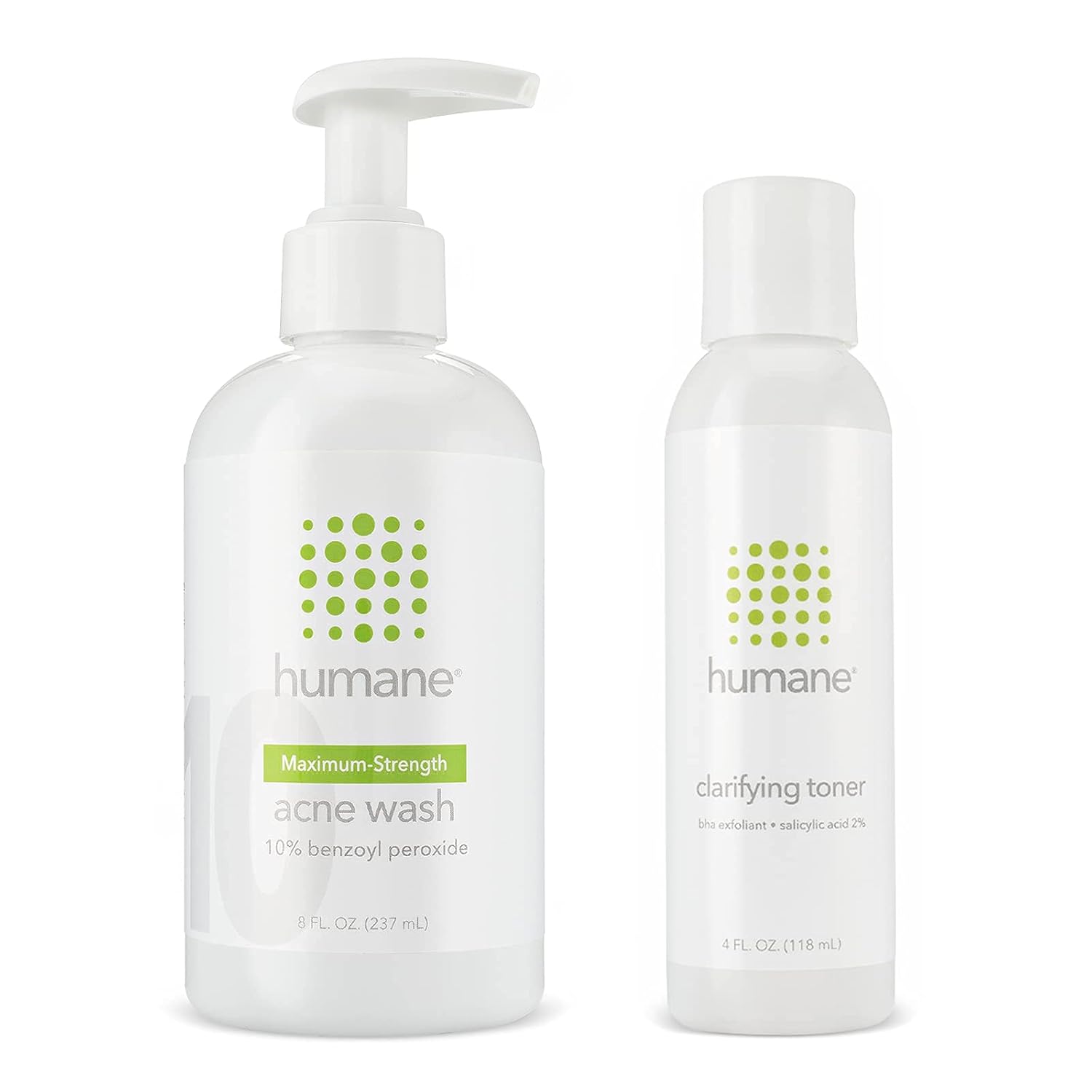 Humane Maximum-Strength Acne Wash And Clarifying Toner Bundle - 10% Benzoyl Peroxide Acne Treatment