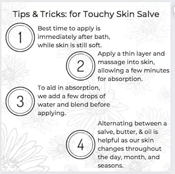 Touchy Skin Salve, Eczema Cream For Kids And Adults, Natural Sensitive Skin Treatment, Itch Cream, Calendula Ointment, 4 Oz : Health & Household