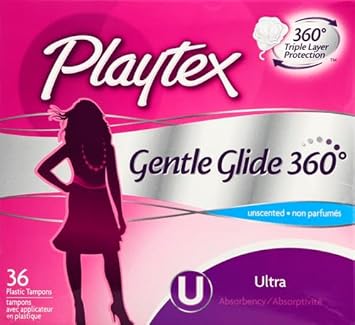 Playtex Simply Gentle Glide Tampons, Ultra Absorbency, Fragrance-Free - 36Ct