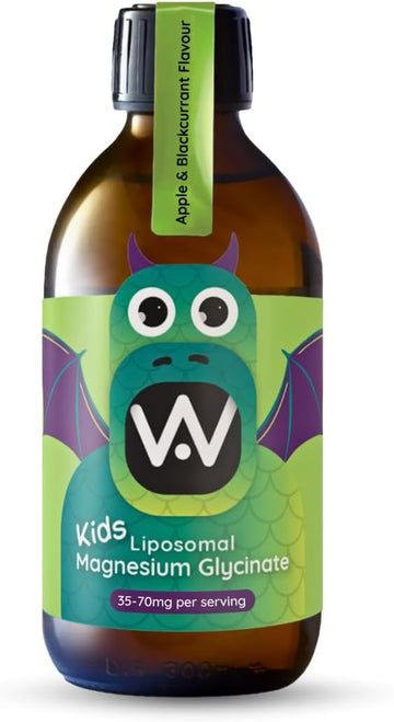 Well Actually Kids Liposomal Magnesium Glycinate (250 Ml) – Great Tasting Mighty Liquid Magnesium Supplement For Children | Sleep, Energy & Brain Support – Vegan, Apple & Blackcurrant