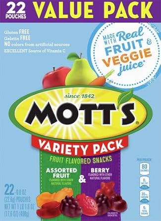 Mott'S Fruit Flavored Snacks, Variety Value Pack, Gluten Free, 22 Ct