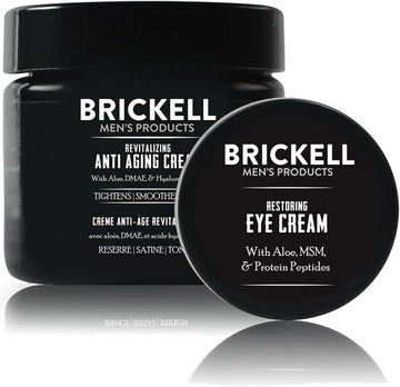 Brickell Men'S Ultimate Anti-Aging Routine, Anti-Wrinkle, Night Face Cream And Eye Cream To Reduce Puffiness, Wrinkles, Dark Circles, Under Eye Bags, Natural And Organic, Scented