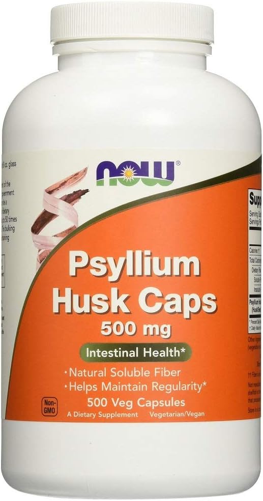 NOW Psyllium Husk Caps , 500 mg , 500 Capsules