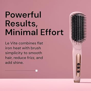 L'Ange Hair Le Vite Straightening Brush | Heated Hair Tool For Smoother, Frizz-Controlled Look | Dual-Voltage Hot Brush Straightener For Effortless Styling & Shine | Ceramic Standard Size (Black)