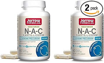 Jarrow Formulas N-A-C 500 Mg - Antioxidant Amino Acid Supplement Supports Cellular Health & Liver Function - Precursor To Glutathione - Up To 60 Servings (Veggie Caps) (Pack Of 2)