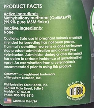 Kala Health Peaktails Msm Powder For Dogs – 1 Lb, Pure Organic Sulfur, Supports Joint Health, Mobility & Comfort – Us-Sourced Msm, Flavorless Powder