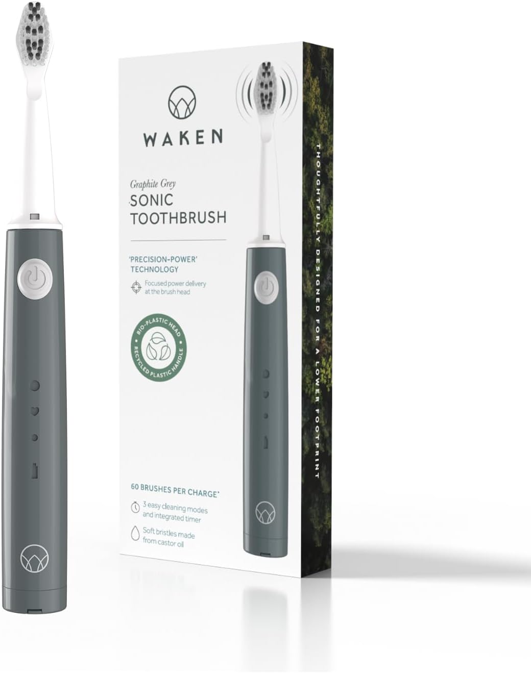 Waken Sonic Electric Toothbrush, Precision-Power Technology For Plaque Removal & Stain-Free Smile, Oral Care For Men & Women In Graphite Grey