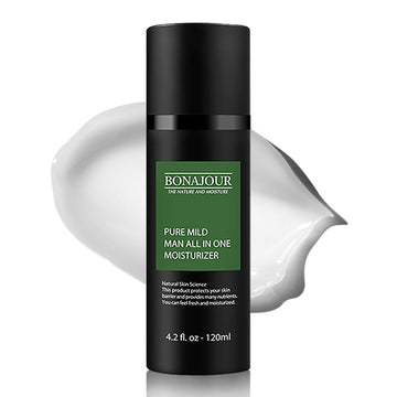 [Bonajour] Vegan Daily All-In-One Moisturizer For Men, Natural & Organic Anti-Aging Face Lotion, Skincare For Men 4.2 Fl. Oz