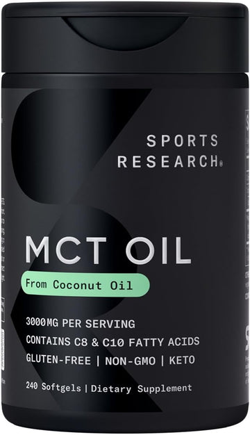 Sports Research Keto Mct Oil Capsules- Keto Fuel For The Brain & Body | Derived From Non-Gmo Coconuts (240 Softgels)