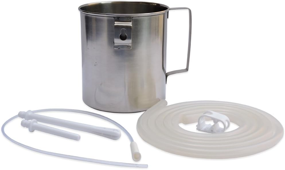 Stainless Steel Enema Bucket 1.5 Quart, Ideal for Home Coffee Enema with Platinum Cured Medical Grade Silicone Hose : Health & Household