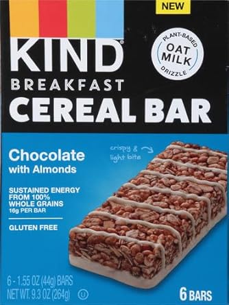 Kind Breakfast Cereal Bars, Gluten Free Snacks, Chocolate With Almonds, 9.3Oz Box (6 Bars)