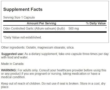 Swanson Odor-Controlled Garlic 500 Milligrams 200 Capsules (2 Pack)