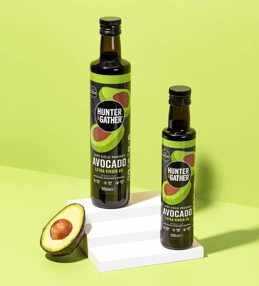 Hunter & Gather Extra Virgin Avocado Oil 500ml | 100% Natural Cold Pressed, Unrefined and Bottled in UK | Versatile for Cooking, Drizzling & Dipping I Seed-Oil Free : Amazon.co.uk: Grocery