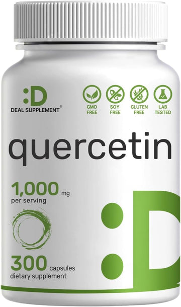 Deal Supplement Quercetin 1,000Mg Per Serving, 300 Capsules – Healthy Immune Support Supplements, High Bioavailable Flavonoids, Natural Antioxidant – Non-Gmo, Soy Free, No Gluten