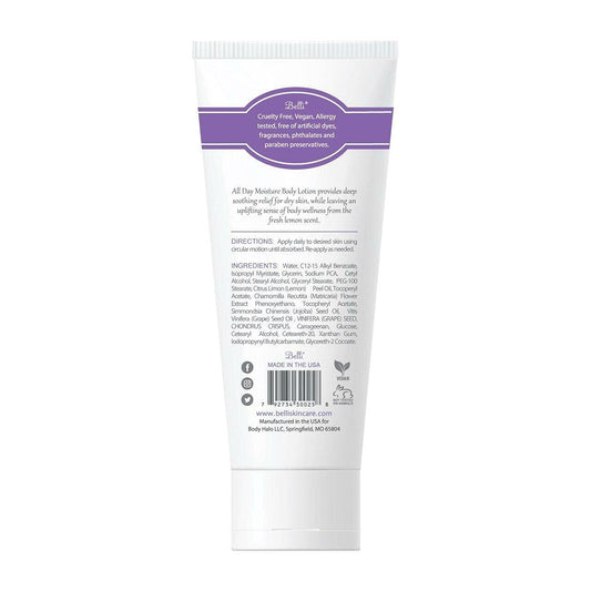 Belli Skincare All Day Moisturizer Body Lotion For All Skin Type, Comforts Dry Skin, Long Lasting & Hydrating, Pregnancy Safe, Vegan Based, Chemical Free, 6.5 Oz