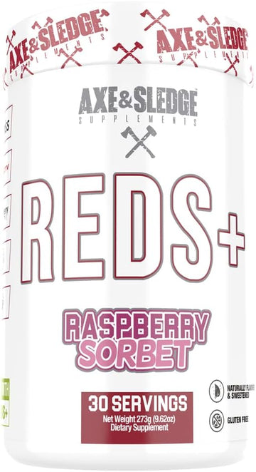 Axe & Sledge Reds+ Superfood Powder, Antioxidants, Digestive Enzymes, Probiotics, Prebiotics, 30 Servings (Raspberry Sorbet)