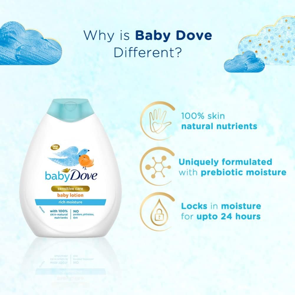 Dove Baby Rich Moisture Body Lotion - 13.5 Fl Oz / 400 mL x Pack of 3 : Baby