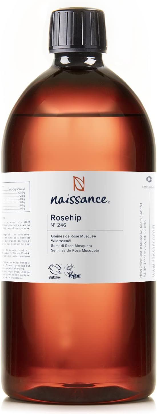 Naissance Rosehip Seed Oil (No. 246) - 900ml - Natural, Hydrating, Nourishing Moisturising - Ideal for Skin, Face, Hair, Body - Vegan, Hexan Free, No GMO