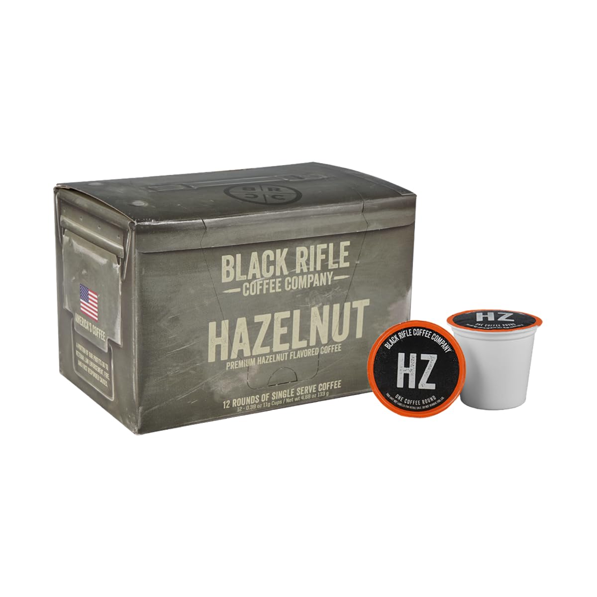 Black Rifle Coffee Company Hazelnut, Flavored Medium Roast Coffee Pods, 12 Single Serve Coffee Pods