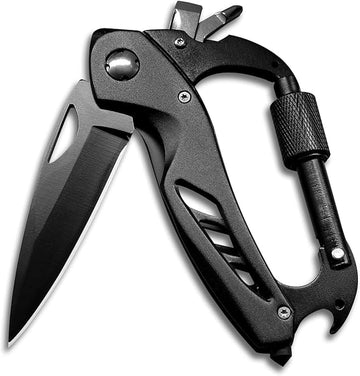 6-in-1 Multi-Tool – EDC Locking Carabiner Keychain with Bottle Opener, Window Breaker, Screwdriver – Pocket Survival Gear Tool for Men