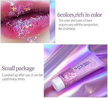 Beliky Girl Body Glitter Gel, 50Ml Face Glitters Body Gel Sequins Shimmer Liquid Eyeshadow, Mermaid Sequins Liquid Holographic Glitter Gel, Chunky Glitter For Face Hair Nails (Pink)