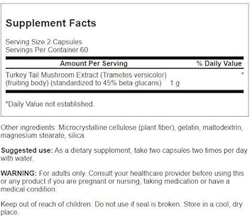 Swanson Turkey Tail Mushroom - Herbal Supplement - Natural Formula - (120 Capsules, 500 Mg)