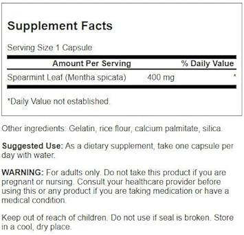 Swanson Spearmint Leaf (Mentha Spicata)-Full Spectrum Herbal Supplement Supporting Digestive Health '&' Mild Stomach Issues - (60 Capsules, 400Mg Each) 4 Pack