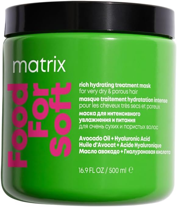 Matrix Food For Soft Mask, Rich Hydrating Hair Treatment, For Dry And Porous Hair, With Avocado Oil And Hyaluronic Acid, 500Ml