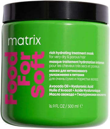 Matrix Food For Soft Mask, Rich Hydrating Hair Treatment, For Dry And Porous Hair, With Avocado Oil And Hyaluronic Acid, 500Ml