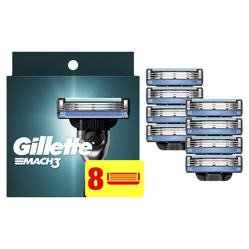 Gillette Mach3 Razor Refills For Men, 8 Razor Blade Refills