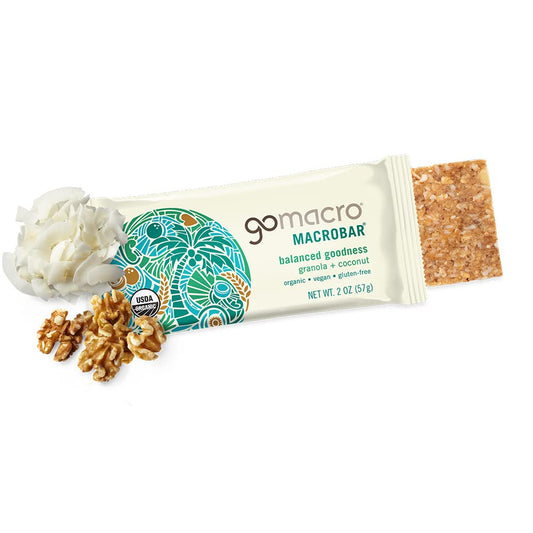 Gomacro Macrobar Organic Vegan Snack Bars - Granola + Coconut (2.0 Ounce Bars, 12 Count)