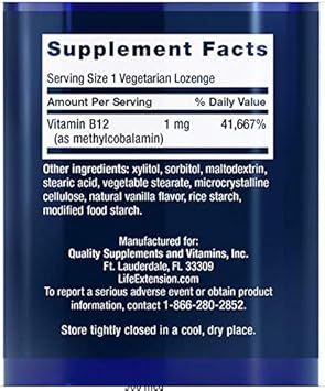 Life Extension Methylcobalamin, 1 Mg Lenges, 60-Count