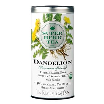 The Republic Of Tea Organic Dandelion Superherb Herbal Tea, Tin Of 36 Tea Bags