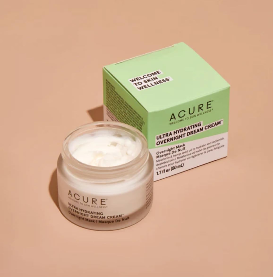 Acure Ultra Hydrating Overnight Dream Cream - All Night Booster Mask for Dry Skin - Made with Melatonin & Hemp Seef Oil Extract for Intense Moisture - 1.7 Fl Oz : Beauty & Personal Care