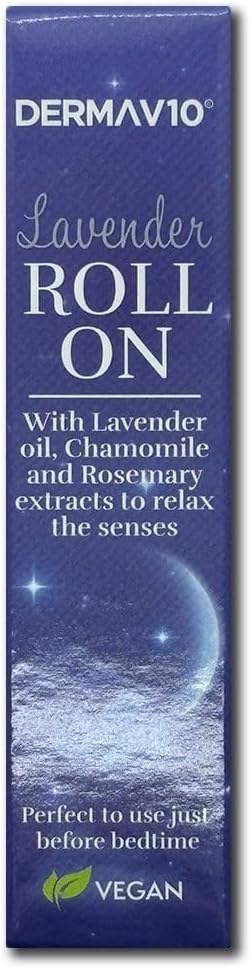 Healthpoint Derma V10 Lavender Roll On, Lavender Oil, Chamomile And Rosemary Extract To Promote Peaceful And Restful Night Sleep, Aids In Calming And Relaxing The Mind And Body, Vegan Friendly