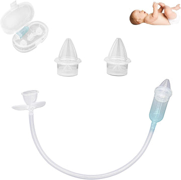 Nasal Aspirator for Baby, Mouth Suction Quiet Suction Baby Nose Booger Sucker Nose Cleaner with 2 Silicone Tips, Efficient & Hygienic Nose Cleaner for Baby, Child, Toddler