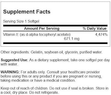 Swanson Natural Vitamin E 1000 Iu (671.10 Milligrams) 250 Sgels