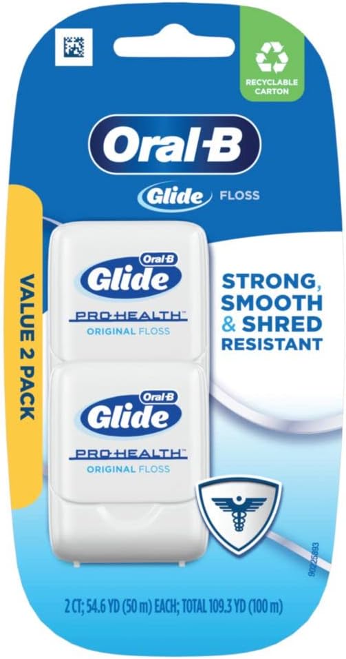 Oral-B Glide Pro-Health Original Dental Floss, Smooth, Strong, Shred Resistant, Value 2 Pack (50M)