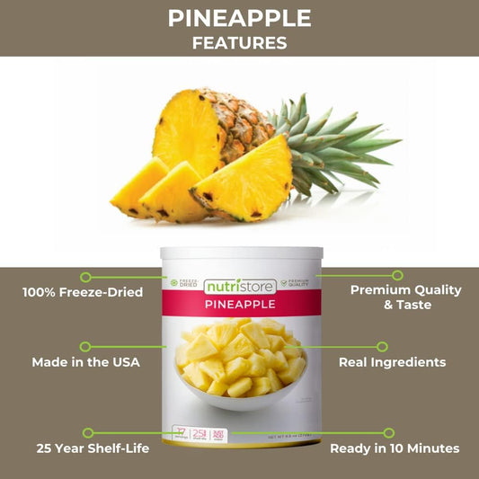 Nutristore Freeze Dried Pineapple | Perfect Healthy Snack | Bulk Fruit Emergency Survival Food Storage | Amazing Taste & Quality | 25 Year Shelf Life