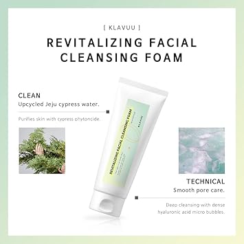 Klavuu Revitalizing Deep Pore Care Face Wash | Hydrating Facial Cleanser For Sensitive Skin With Hyaluronic Acid & Panthenol | Removes Makeup Gently | Fragrance Free - 5.07Floz