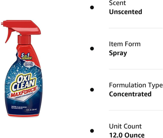 OxiClean Max Force Laundry Stain Remover, 12oz Spray Bottle : Health & Household