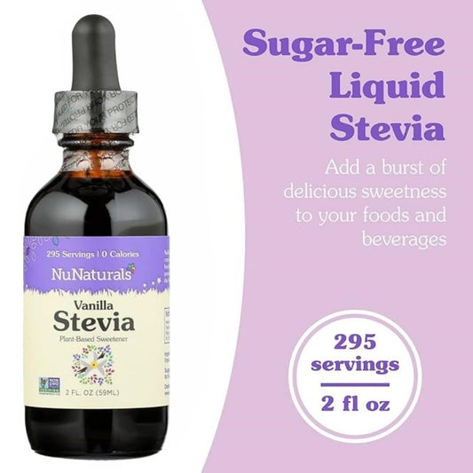 Nunaturals Liquid Stevia, Sugar-Free Sweetener, Plant-Based Sugar Substitute, Zero Calorie, Vanilla, 2 Oz