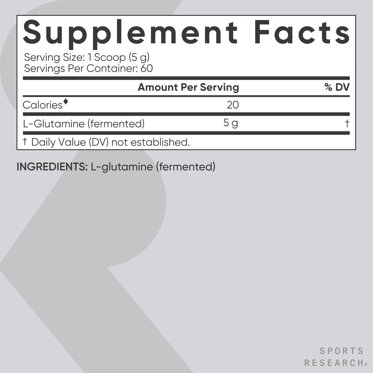 Sports Research L-Glutamine - Workout Recovery, Immune Health & Gut Health Support - 5 G Per Serving - 10.58 Oz : Health & Household