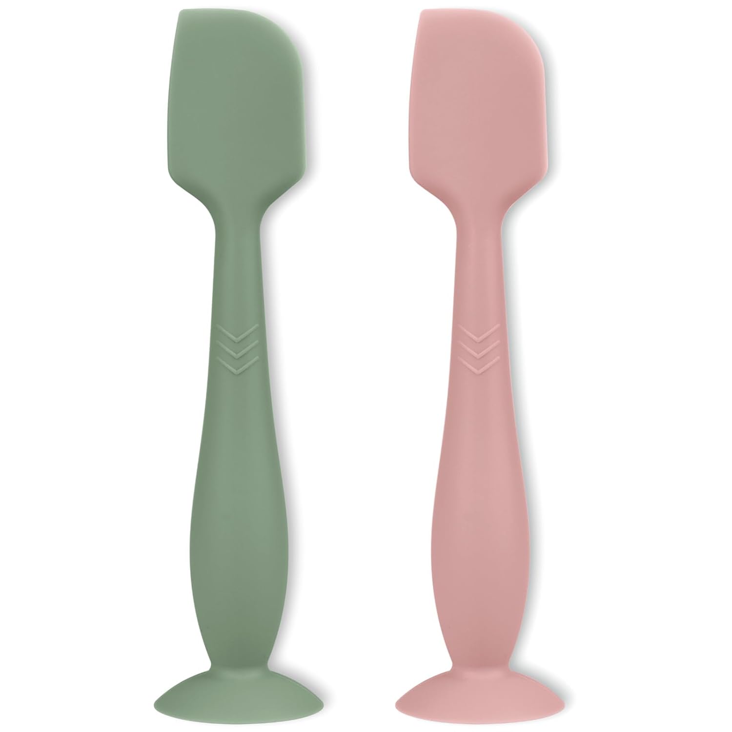 Diaper Cream Applicator Set - Soft Silicone Baby Butt Brush with Suction Base, Baby Butt Spatula, Full Size, 2 Piece - Newborn Baby Essentials (Sage/Blush)