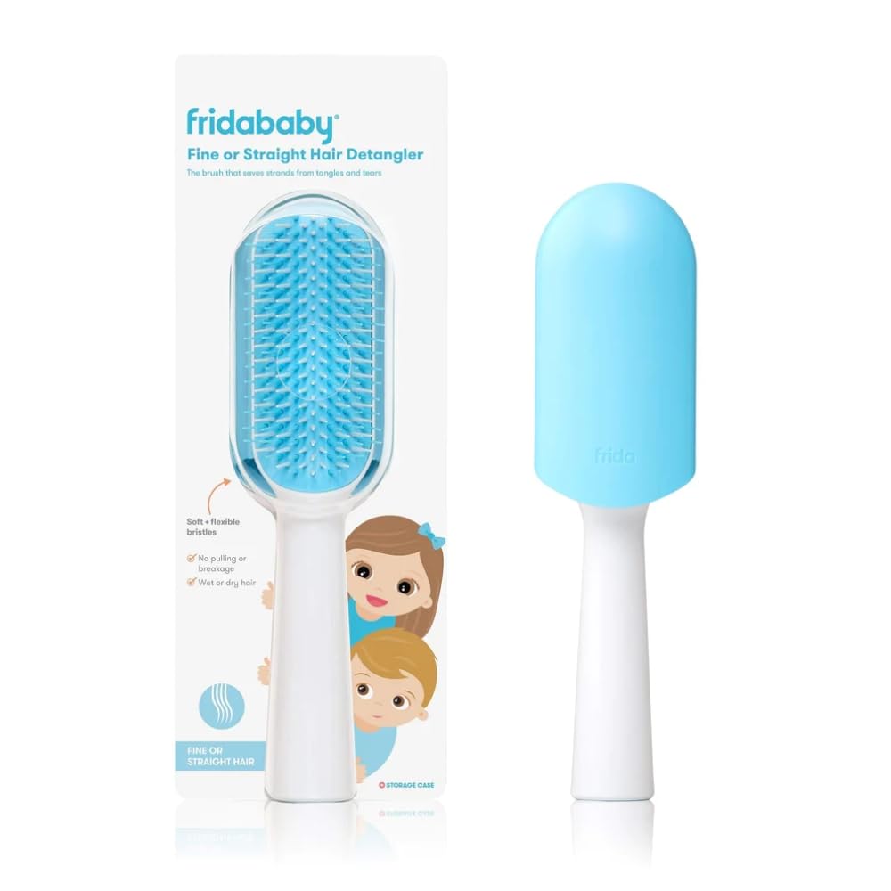 Frida Baby Fine Or Straight Hair Detangling Hair Brush For Kids, Detangles Knots Without Tears Or Breakage, Comb Teeth And Bristle Design
