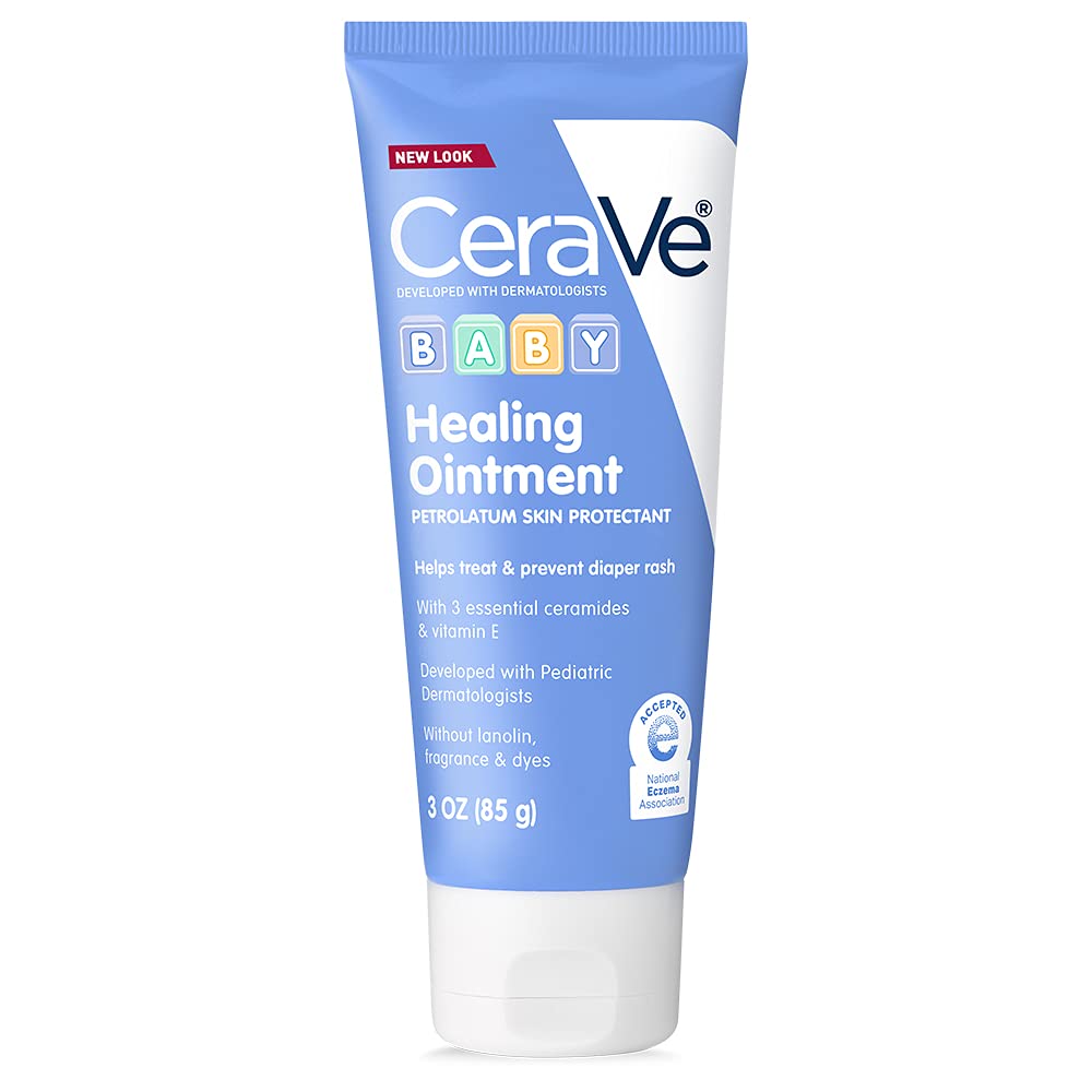 Cerave Diaper Rash Cream | Baby Healing Ointment For Extra Dry, Cracked Skin | Diaper Cream With Ceramides & Vitamin E | Lanolin, Fragrance, Paraben, Dye, Phthalates & Sulfate Free | 3 Ounce