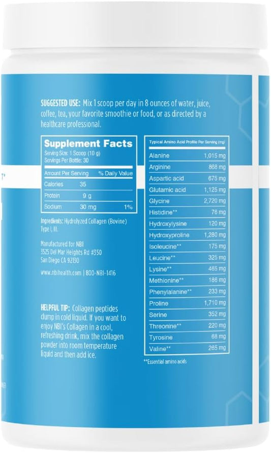 Nbi Non-Gmo, Grass Fed, Unflavored, Collagen Protein Powder, Paleo- And Keto Friendly, Type I And Iii Hydrolyzed Collagen, Amino Acids Supplement, Pasture Raised, Dairy Free, Soy Free, Gluten Free